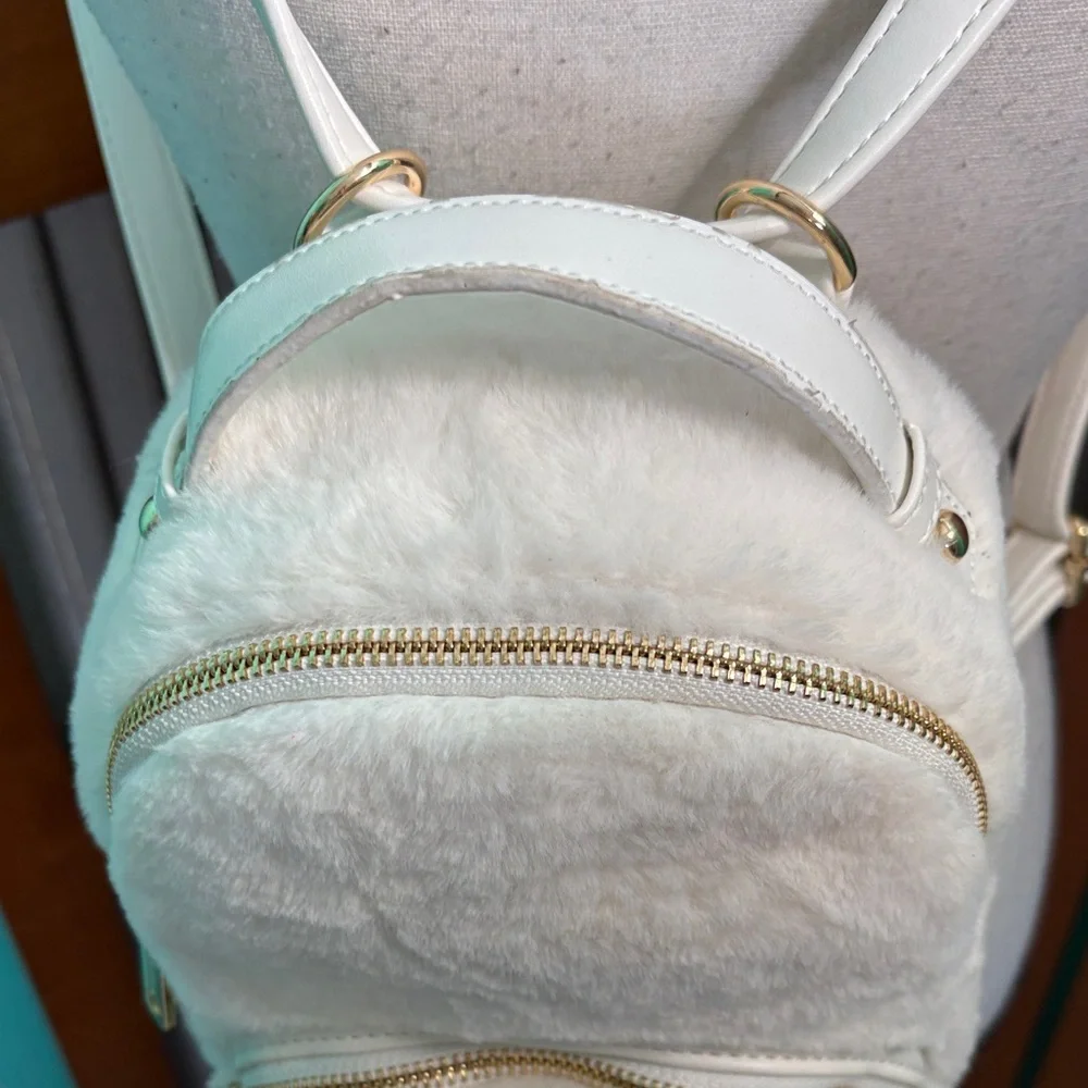 Betsey Johnson White Furry dog Backpack - Picture 3 of 13